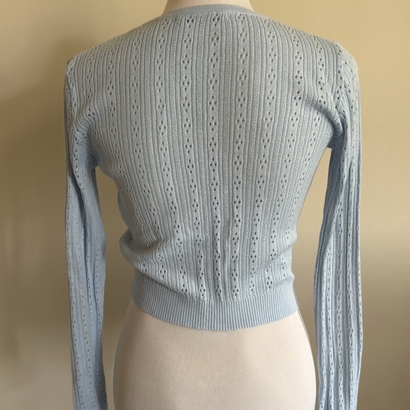 Brandy Melville Blue Cropped Cardigan Sweater - Picture 3 of 5